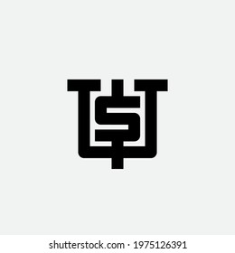 W and S - initials, logo. WS - monogram template or logotype. Design element or icon. Trident.