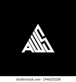 A W S letter logo creative design on black color background. AWS icon