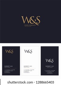 W & S letters Joint logo icon and Business card vector template.
