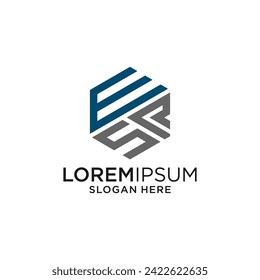 w s r hexagon logo design graphic template