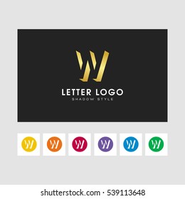 W shadow  letter logo. gold color and some other colors