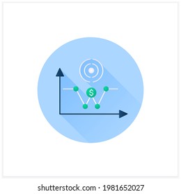 W Shaped Recovery Flat Icon. Fluctuations.Economy Passes Through A Recession Into Recovery And Turns Down Into Another Recession. Business Concept. 3d Vector Illustration