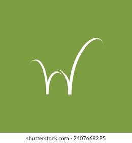 W shiluetee grass logo with a commercial license for any purpose