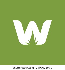 W shiluetee grass logo with a commercial license for any purpose