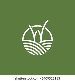 W shiluetee grass logo with a commercial license for any purpose