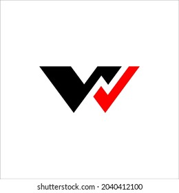w simple growth logo in black and red color