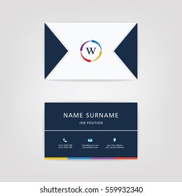 W Simple Id Card With Alphabet Logo or Icon For Your Business