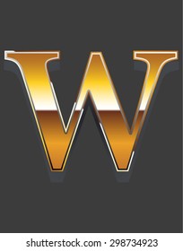 W single golden letters of alphabet 