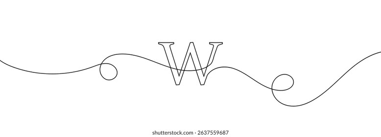 W single line drawing of a letter j. Continuous line alphabet symbol icon. One line icon. Vector illustration. 