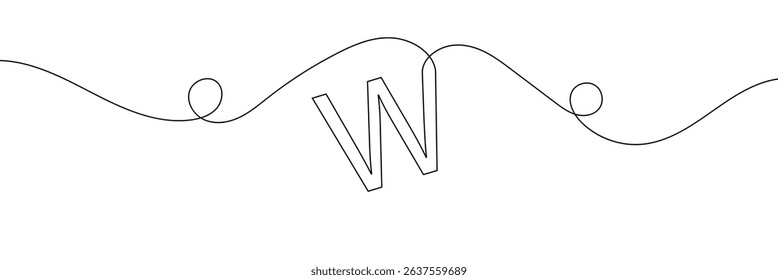 W single line drawing of a letter j. Continuous line alphabet symbol icon. One line icon. Vector illustration. 