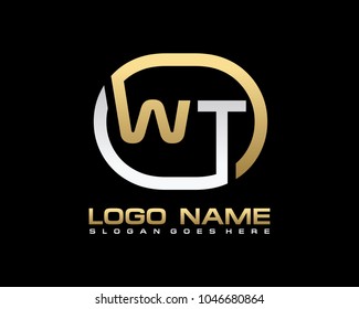 W T Initial circle logo template vector