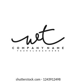 W T Initial handwriting logo vector