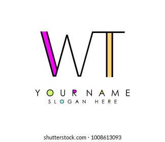 W & T initial minimalist logo template vector