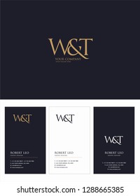 W & T letters Joint logo icon and Business card vector template.
