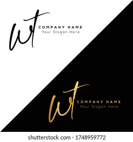  W T WT Initial letter handwriting and signature logo.	