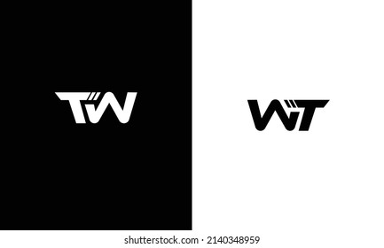 w t wt tw initial logo design vector template