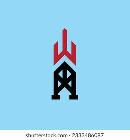 W tower line monogram logo design. Simple, modern and clean logo vector icon illustration