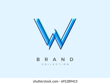 W typography alphabet font logo Icon Abstract Overlay Fusion Design template in white background