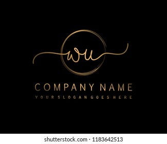 W U Initial handwriting logo vector