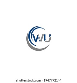W U Unique abstract geometric vector logo design