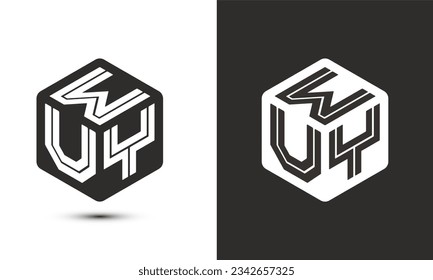 w u y letter logo design with illustrator cube logo, vector logo modern alphabet font overlap style. Premium Business logo icon. White color on black background