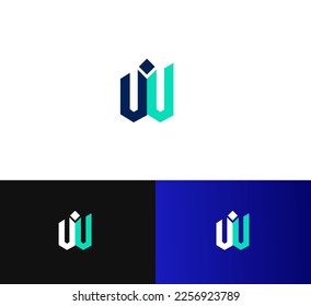 W, UU letter logo design template elements. Modern abstract digital alphabet letter logo. Vector illustration.