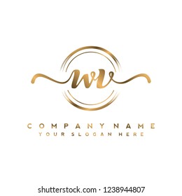 W V Initial handwriting logo vector