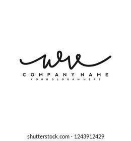 W V Initial handwriting logo vector