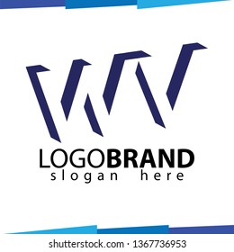 W V Initial Letter logo in negative space vector template