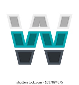  W vector font alphabet, modern dynamic design. Black, irish blue, white color. For; design elements; logo,  creative poster, corporate identity, application etc.