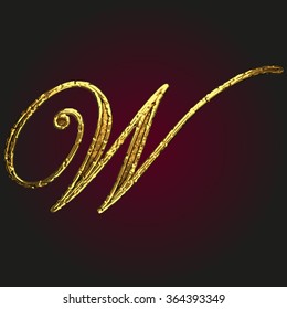 w vector golden letter