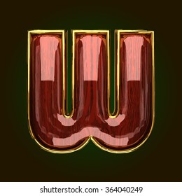 w vector golden letter with red wood