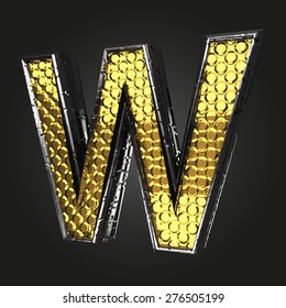 w vector golden and silver letter
