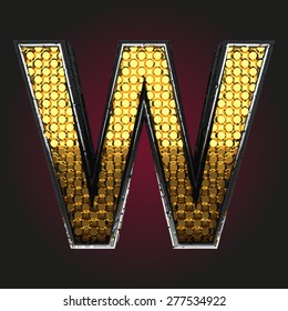 w vector golden and silver letter