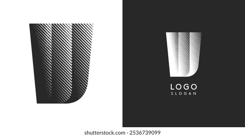 Letra vetorial W. Monograma de contraste afiado greve eclosão diagonal para olhar industrial ainda moderno. Modelo de logotipo em negrito alto. Design de conceito de logotipo para marca em tecnologia, arquitetura, moda