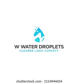 W WATER DROPLETS LOGO DESIGN.