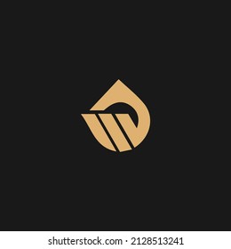 Icono del logotipo de agua W, logotipo del concepto inicial de W