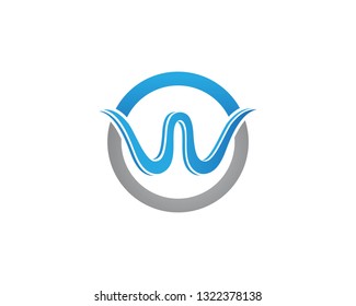 W water wave blue logo template vector illustration icon