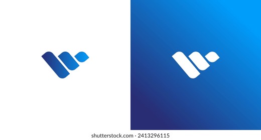 W for wave letter logo with white and gradient background
