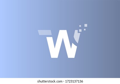 W white blue alphabet letter logo icon for company and business with pastel colour design