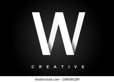 W white cuted letter with dark shadow vector illustration. Modern letter for logo, branding, label, mock-up, cover, company name, business emblem, textile, print, title, font or web page design.