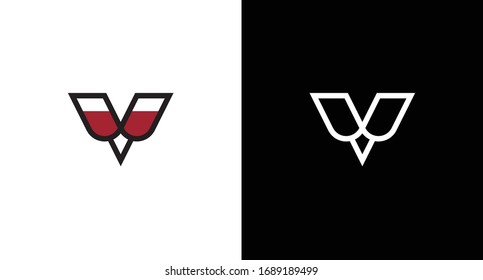 W + Wine glasses logo template vector concept