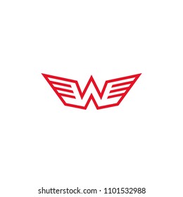 W wing logo, vector icons.