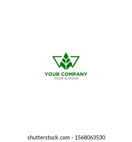 W Wood Tree Logo Design Vector