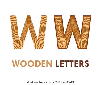 w Wooden letters design logo template illustration