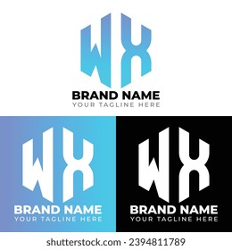 Logotipo de polígono de letras dobles W X, diseño del logotipo de dos letras W X, plantilla de diseño del logotipo del vector creativo minimalista