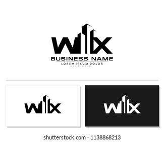 W X Initial building logo concept
