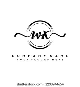 W X Initial handwriting logo vector