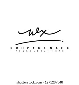 W X Initial handwriting logo vector