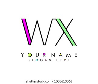 W & X initial minimalist logo template vector